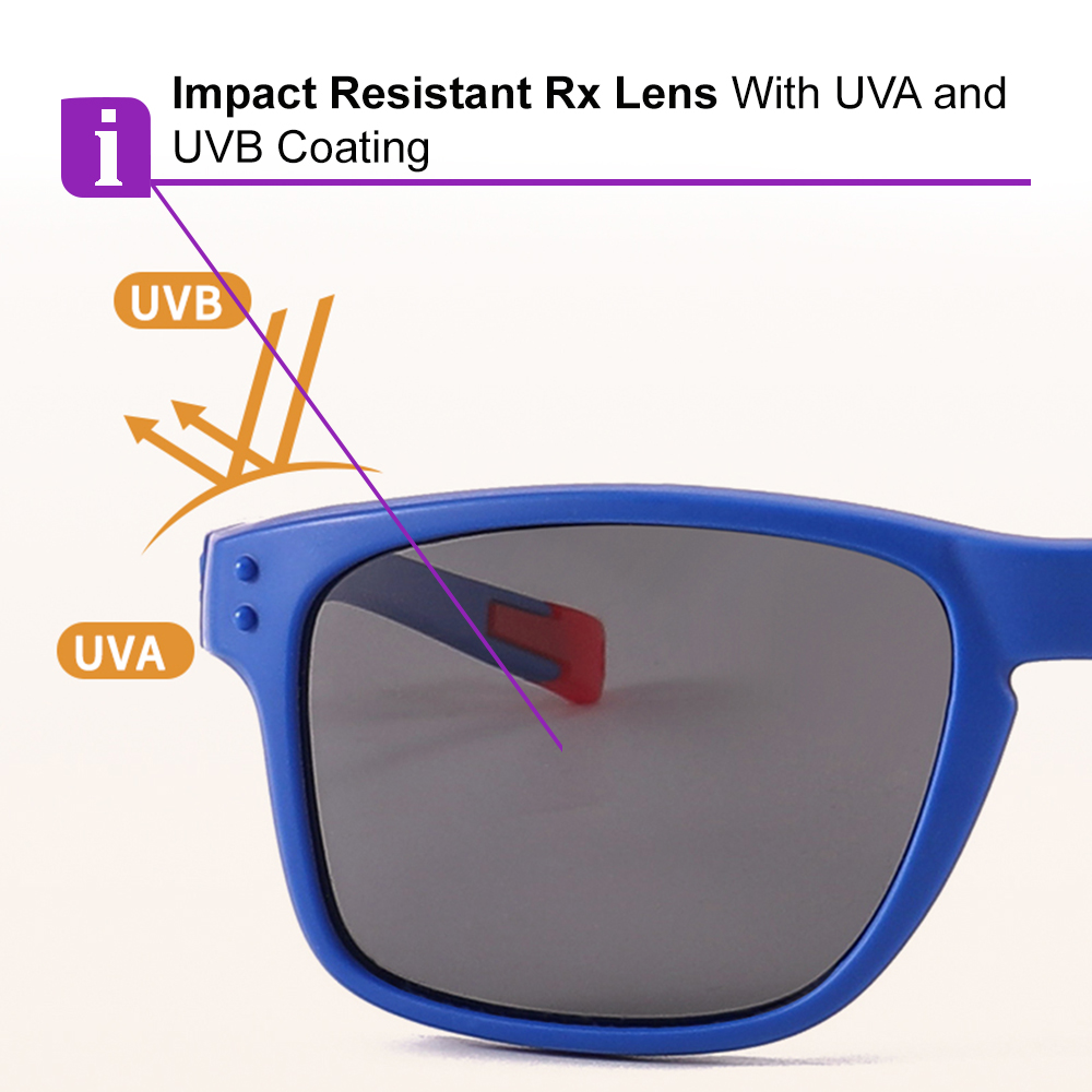 Noah Purple Prescription Sports Goggles For Kids - Bendable Impact Resistant - Youth Soccer, Football, Basketball, Baseball Glasses 