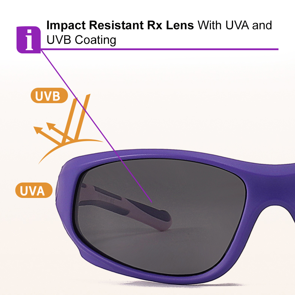 Amelia Orange Prescription Sports Goggles For Kids - Bendable Impact Resistant - Youth Soccer, Football, Basketball, Baseball Glasses