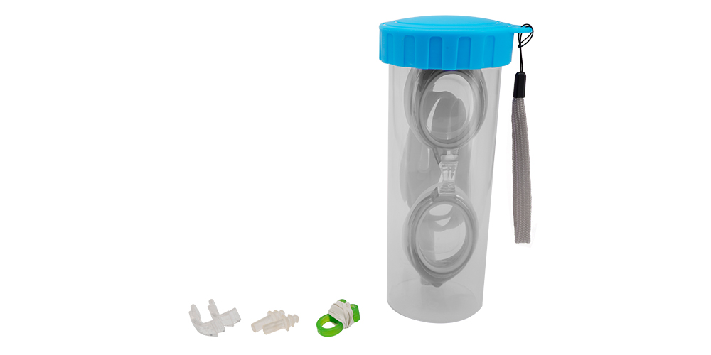 Benson Prescription Swimming Goggles Grey - Nose Clip, Ear Plugs and Watertight Case Included 