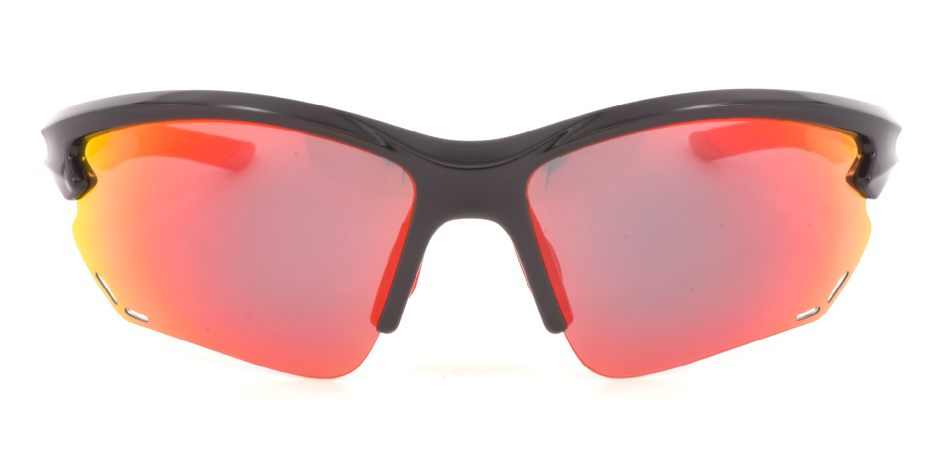 Steele Prescription Sports Glasses Black Red - Cycling, Fishing, Jogging and Baseball Sunglasses - Polarized or Transition Lenses