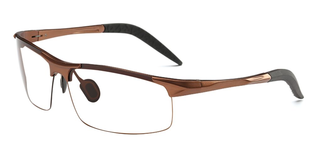 Lehi Prescription Sports & Safety Glasses Brown - Super Light Aluminum Eyeglasses With Spring Hinge