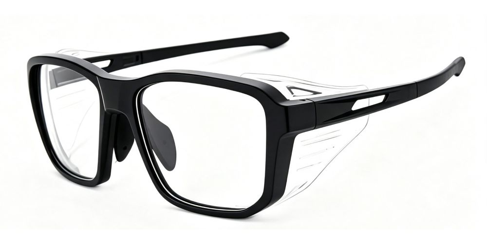 Matrix Buffalo Prescription Safety Glasses -- ANSI Z87.1 Certified -- Removable Flip Up Sun Clip For Indoor and Outdoor Use