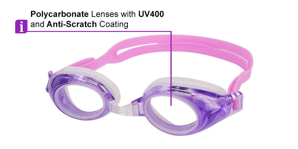 Benson Prescription Swimming Goggles Purple - Nose Clip, Ear Plugs and Watertight Case Included 