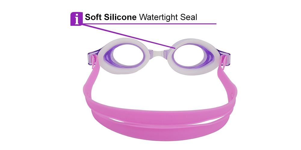 Benson Prescription Swimming Goggles Purple - Nose Clip, Ear Plugs and Watertight Case Included 