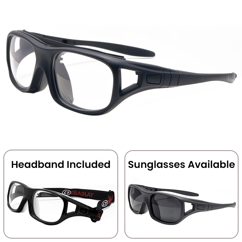 Sierra Prescription Sports Goggles Black - Interchangeable Headband - Basketball, Football & Soccer Glasses