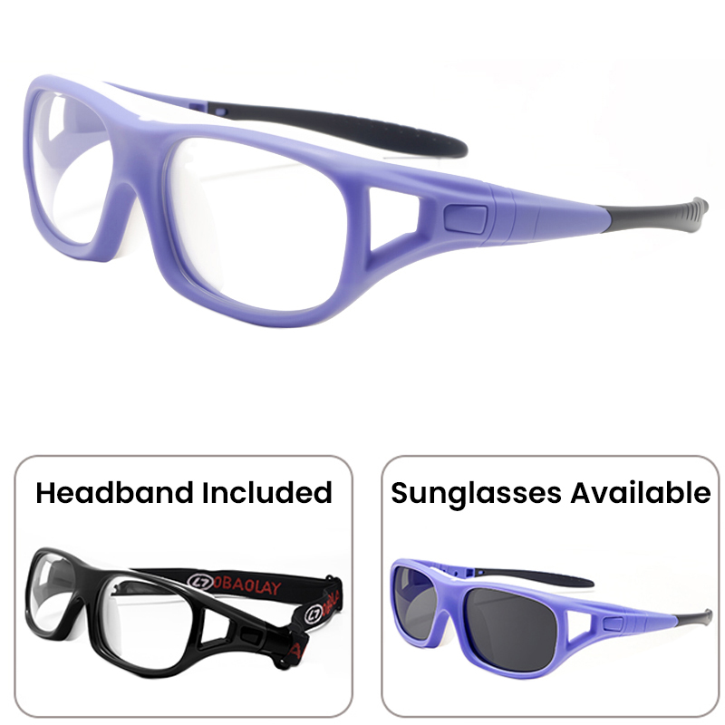 Atlas Prescription Sports Goggles Purple - Interchangeable Headband - Basketball, Football & Soccer Glasses