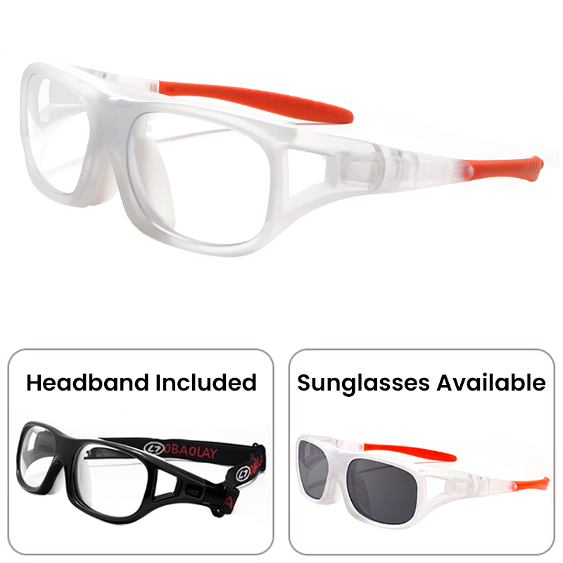 Atlas Prescription Sports Goggles Clear White - Interchangeable Headband - Basketball, Football & Soccer Glasses