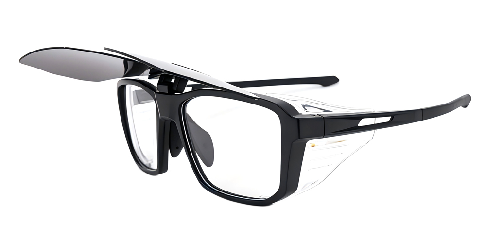 Matrix Buffalo Prescription Safety Glasses -- ANSI Z87.1 Certified -- Removable Flip Up Sun Clip For Indoor and Outdoor Use