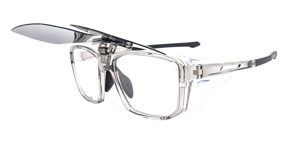 Matrix Buffalo Prescription Safety Glasses Clear -- ANSI Z87.1 Certified - Removable Flip Up Sun Clip For Indoor and Outdoor Use