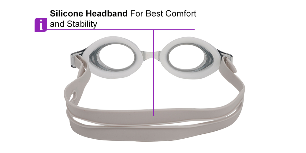 Benson Prescription Swimming Goggles Grey - Nose Clip, Ear Plugs and Watertight Case Included 