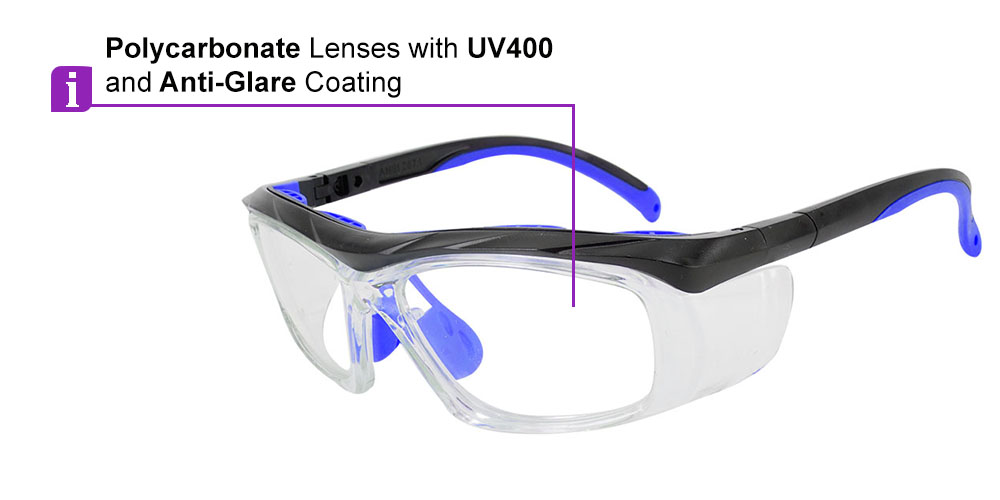 Sandy Prescription Safety Glasses Black Blue - ANSI Z87.1