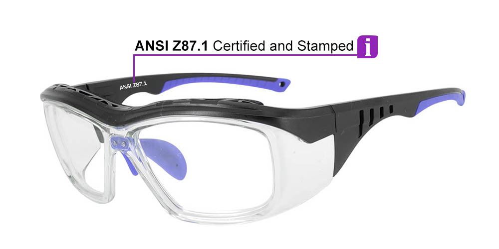 Albany Prescription Safety Glasses Black Blue - ANSI Z87.1 Certified