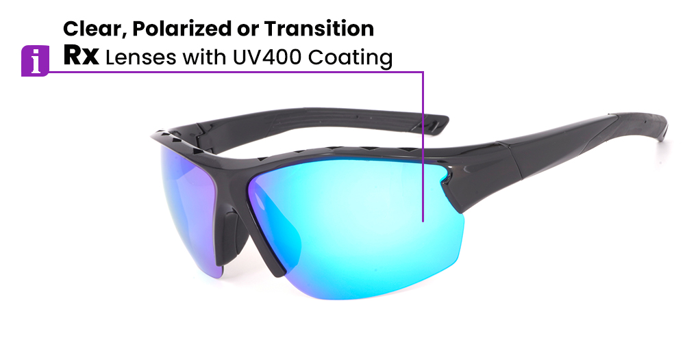 Temple Prescription Sports Glasses - Cycling, Fishing, Jogging and Baseball Sunglasses - Polarized or Transition Lenses