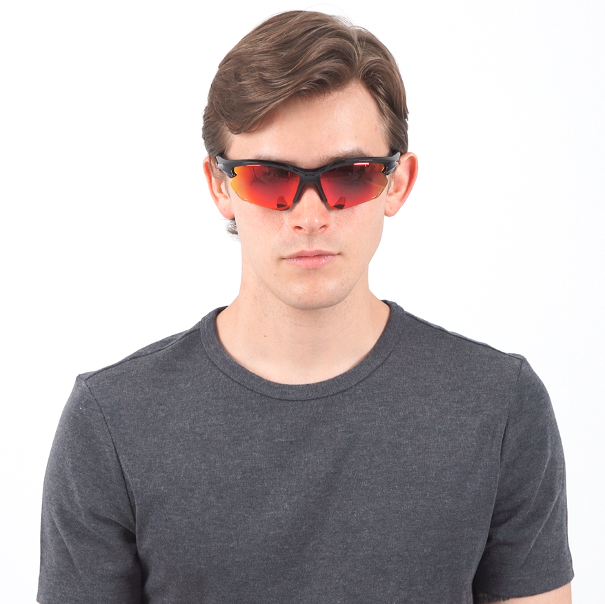 Steele Prescription Sports Glasses Black Red - Cycling, Fishing, Jogging and Baseball Sunglasses - Polarized or Transition Lenses